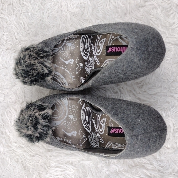 Dollhouse Gray Faux Woo Faux Fur Upper Almond Toe Slip On Platform Stiletto Heel - Picture 5 of 16